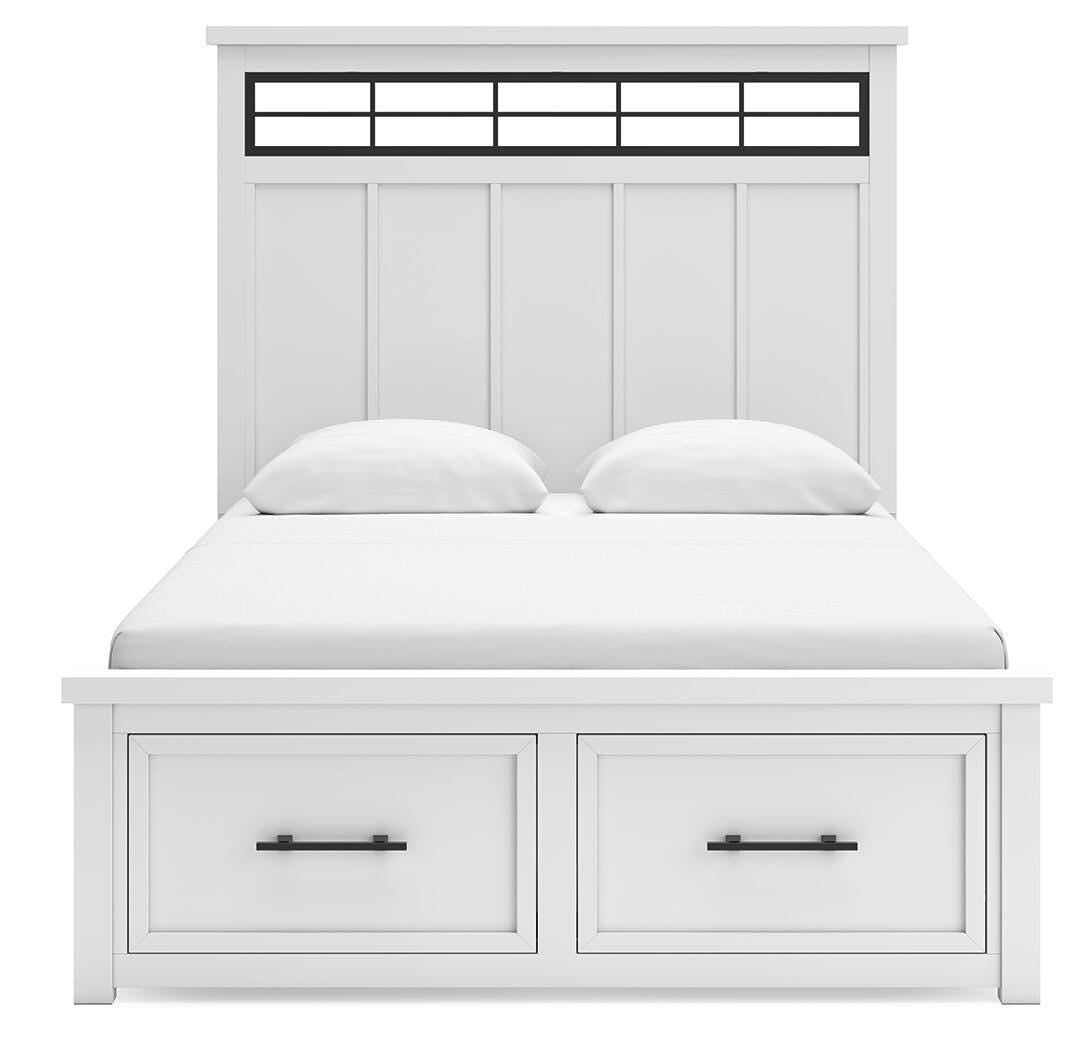 Ashbryn Queen Panel Storage Bed, Dresser, Mirror and Nightstand