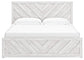 Cayboni King Panel Bed with Mirrored Dresser and Nightstand
