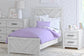 Cayboni Twin Panel Bed with Mirrored Dresser