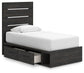 Hollivern Twin Panel Bed with Storage, Dresser, Mirror, Chest and Nightstand