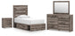 Graystorm Twin Panel Bed with Storage, Dresser, Mirror and Nightstand