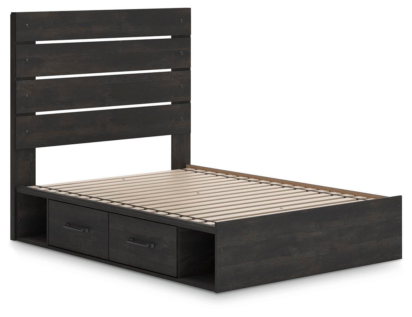 Hollivern Full Panel Bed with Storage, Dresser and Mirror