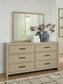 Calmoro Queen Bookcase Bed with Mirrored Dresser and Nightstand
