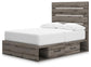Graystorm Full Panel Bed with Storage, Dresser and Mirror