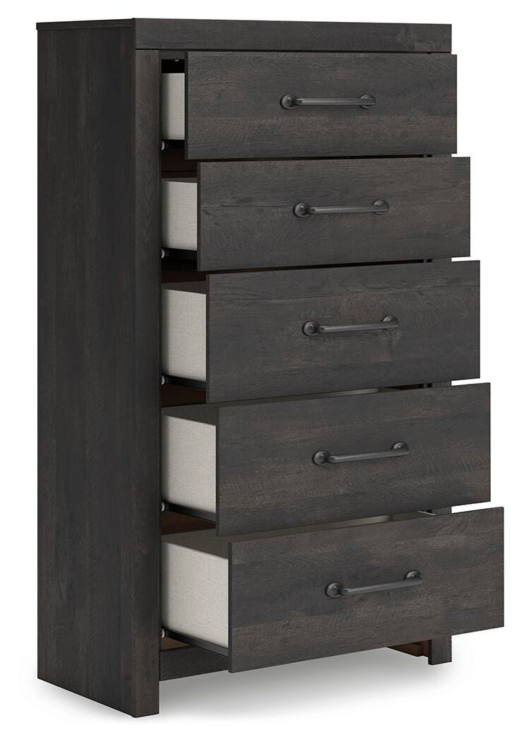 Hollivern Twin Panel Bed, Dresser, Mirror, Chest and Nightstand