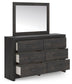 Hollivern King Panel Bed, Dresser and Mirror