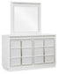 Chalanna King Upholstered Storage Bed, Dresser, Mirror, Chest and Nightstand