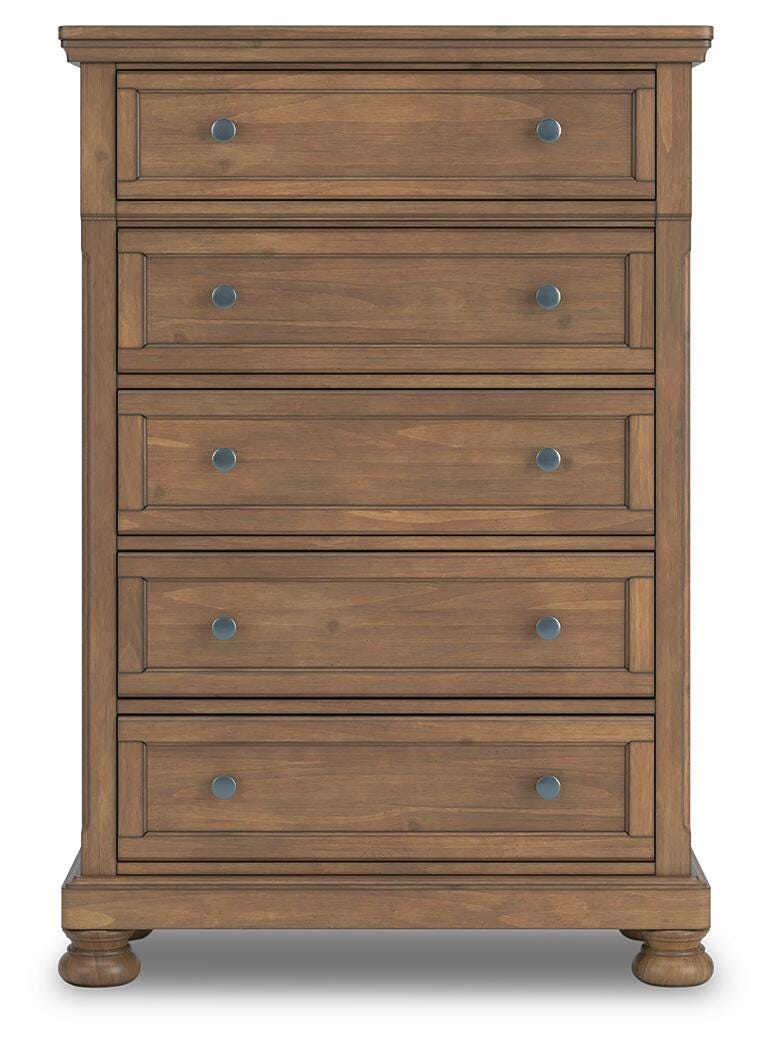 Feddinger King Panel Bed with Mirrored Dresser, Chest and Nightstand