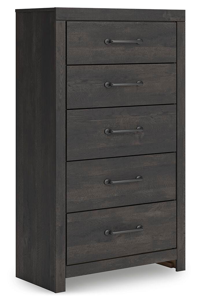 Hollivern Full Panel Bed, Dresser, Mirror, Chest and Nightstand