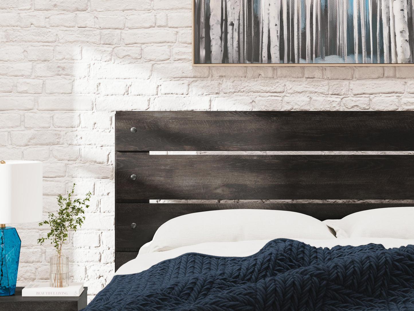 Hollivern King Panel Bed, Dresser, Mirror, Chest and Nightstand