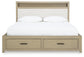 Calmoro California King Bookcase Bed with Mirrored Dresser and Nightstand