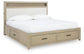 Calmoro California King Bookcase Bed with Mirrored Dresser and Nightstand