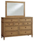 Sharlance King Upholstered Panel Bed, Dresser and Mirror
