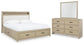 Calmoro Queen Bookcase Bed with Mirrored Dresser
