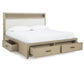 Calmoro Queen Bookcase Bed with Mirrored Dresser