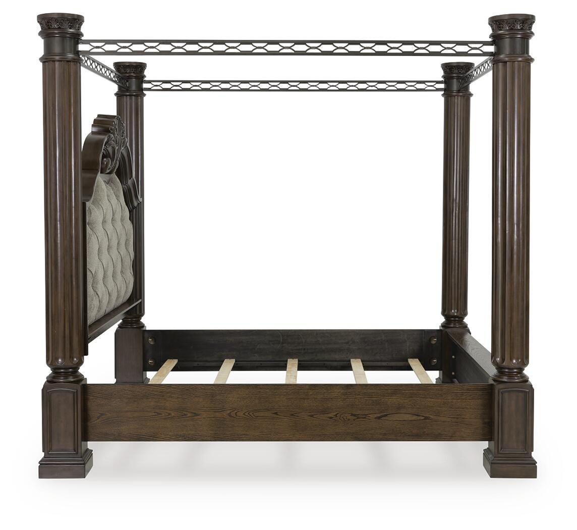 Maylee Queen Canopy Bed, Dresser and Mirror