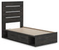 Hollivern Twin Panel Bed with Storage, Dresser, Mirror and Nightstand
