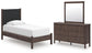 Pamytta Twin Upholstered Panel Platform Bed, Dresser and Mirror