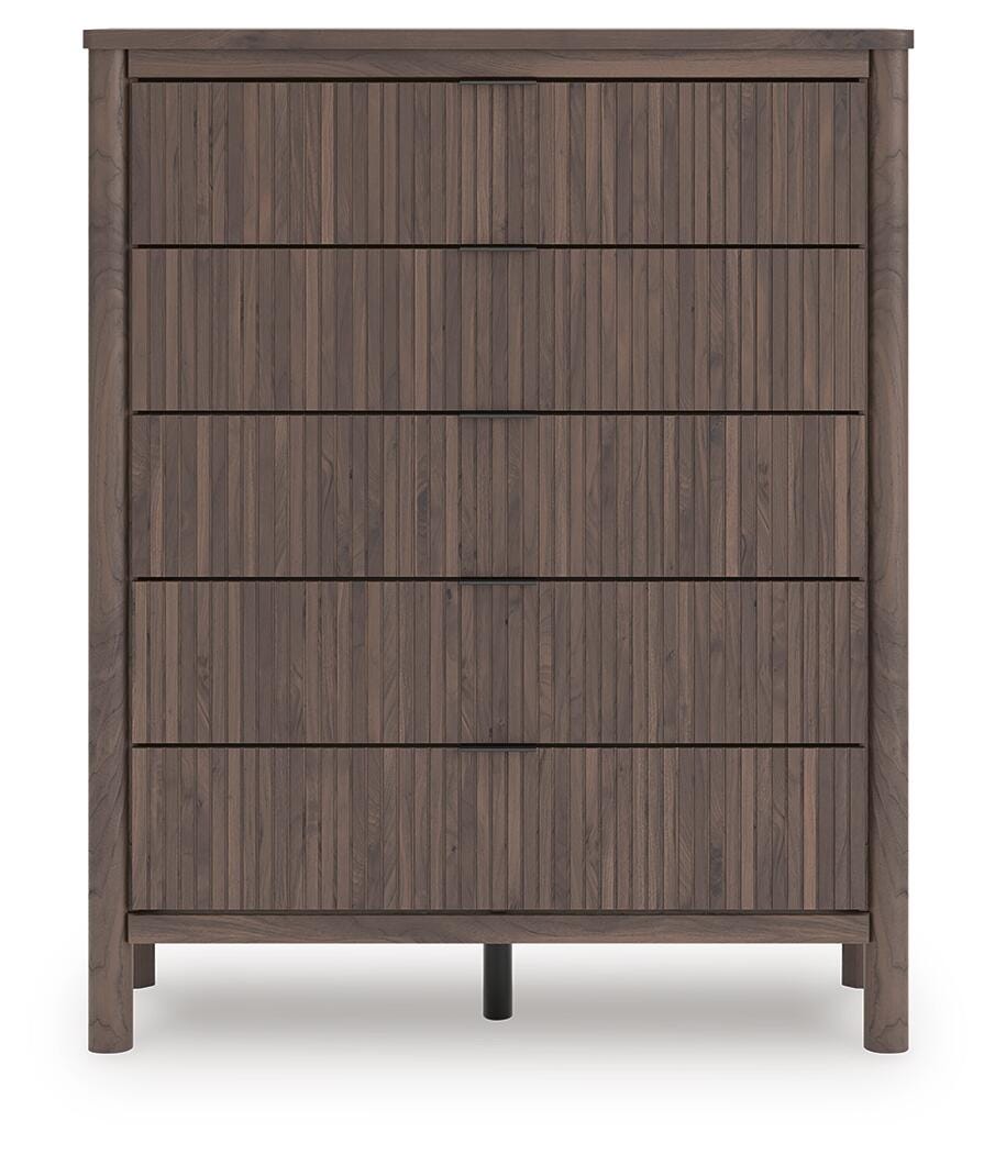 Pamytta Queen Upholstered Panel Bed, Dresser, Mirror, Chest and Nightstand