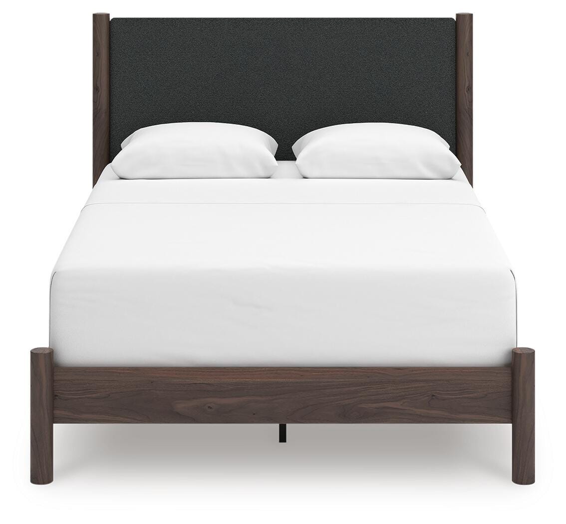 Pamytta Queen Upholstered Panel Bed, Dresser, Mirror, Chest and Nightstand