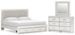 Zuraleus King Upholstered Panel Platform Storage Bed, Dresser and Mirror