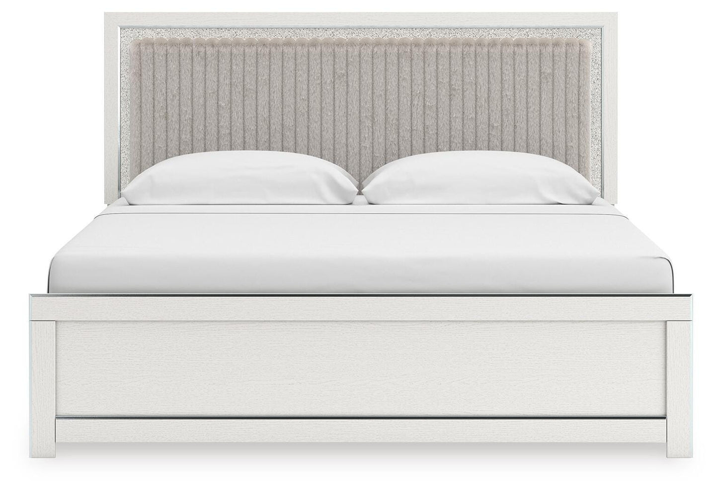 Zuraleus King Upholstered Panel Platform Bed, Dresser, Mirror and Nightstand