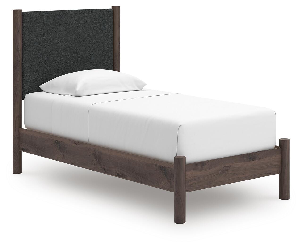 Pamytta Twin Upholstered Panel Platform Bed, Dresser, Mirror, Chest and Nightstand