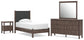 Pamytta Twin Upholstered Panel Platform Bed, Dresser, Mirror and Nightstand
