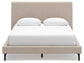 Cielden Queen Upholstered Bed with Roll Slats, Dresser and Mirror