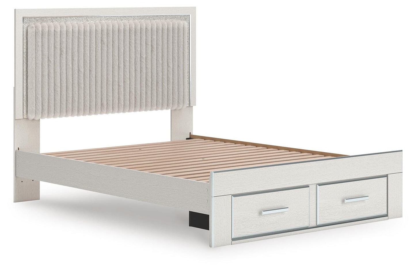 Zuraleus Queen Upholstered Panel Platform Storage Bed, Dresser, Mirror and Nightstand