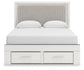 Zuraleus Queen Upholstered Panel Platform Storage Bed, Dresser and Mirror