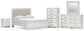Zuraleus Queen Upholstered Panel Platform Bed, Dresser, Mirror, Chest and Nightstand