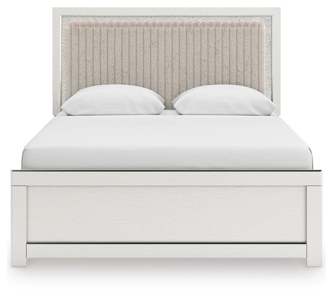 Zuraleus Queen Upholstered Panel Platform Bed, Dresser, Mirror, Chest and Nightstand
