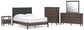 Pamytta Queen Upholstered Panel Platform Bed, Dresser, Mirror, Chest and Nightstand