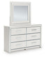 Zuraleus Queen Upholstered Panel Platform Bed, Dresser, Mirror and Nightstand