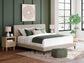 Cielden California King Upholstered Bed with Roll Slats, Dresser and Mirror