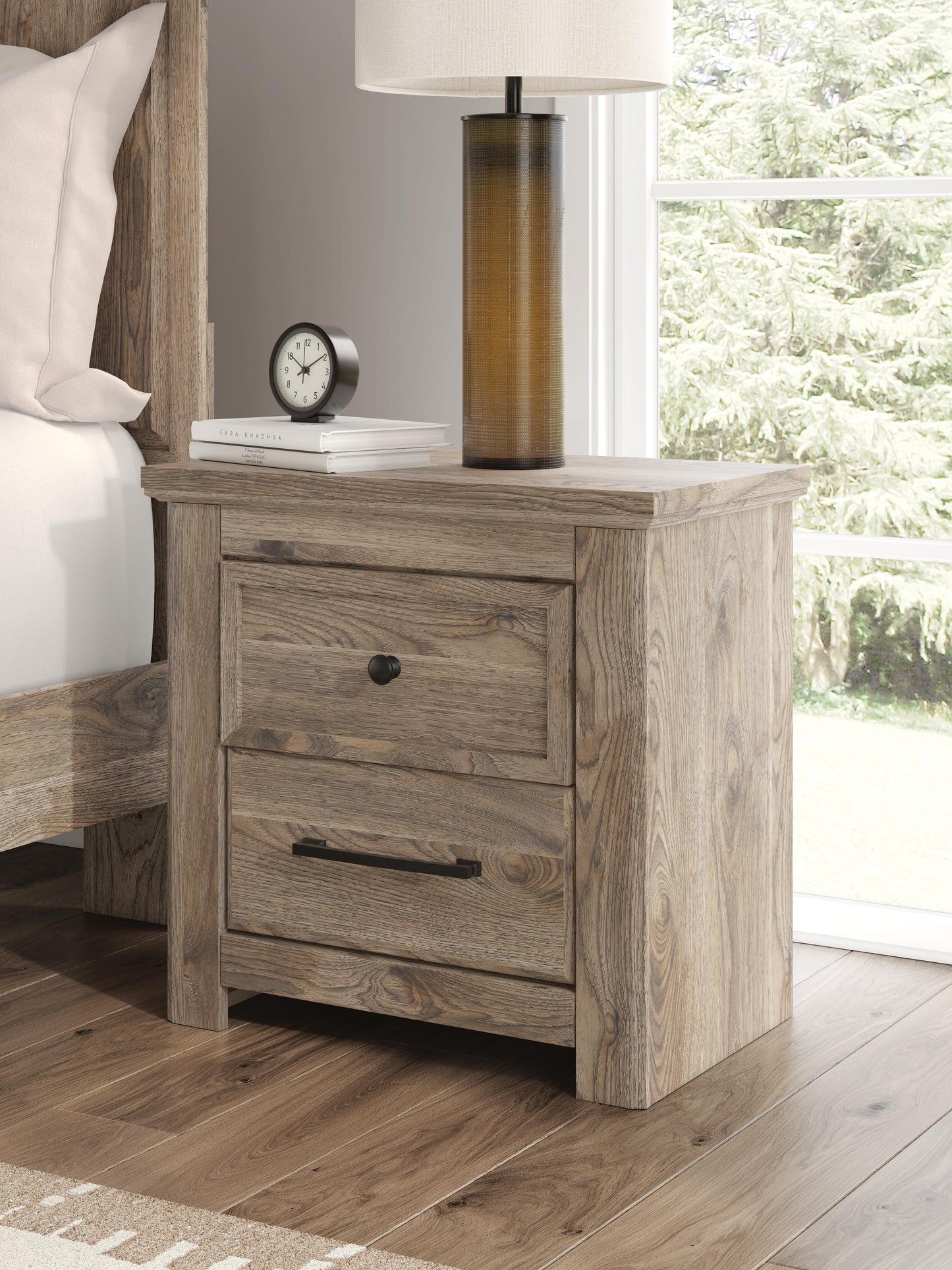 Rusticott King Poster Bed, Dresser, Mirror and Nightstand