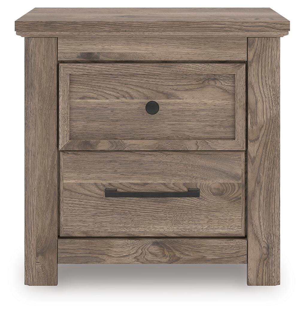 Rusticott Queen Poster Bed with Mirrored Dresser and Nightstand