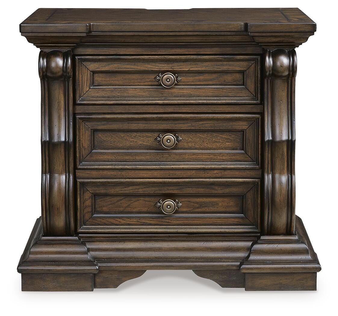 Maylee California King Canopy Bed, Dresser, Mirror, Chest and Nightstand