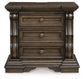 Maylee California King Canopy Bed, Dresser, Mirror, Chest and Nightstand