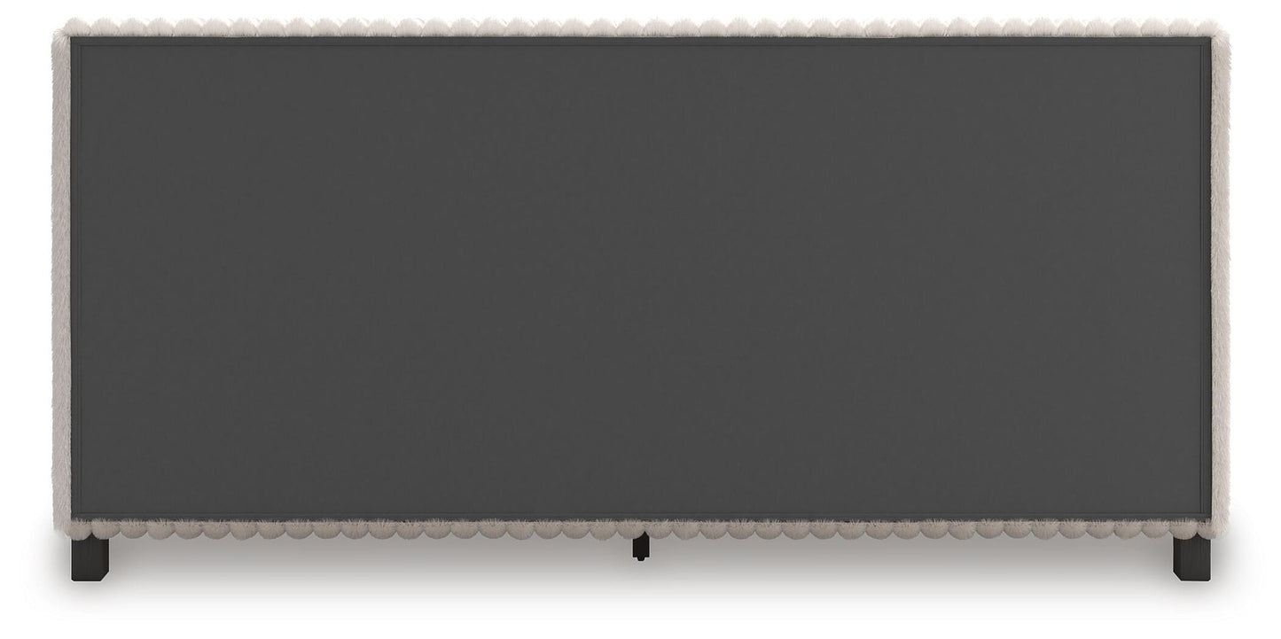Zuraleus California King Upholstered Bed, Dresser, Mirror and Nightstand