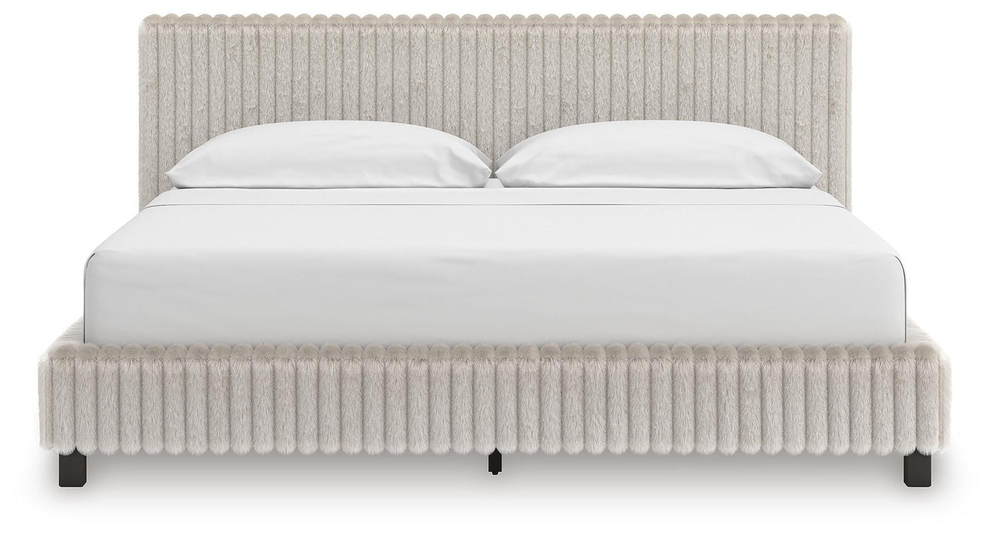 Zuraleus California King Upholstered Bed, Dresser and Mirror