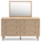 Cielden California King Upholstered Bed with Roll Slats, Dresser, Mirror, Chest and Nightstand