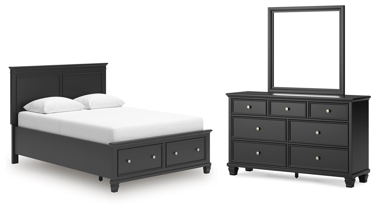 Lanolee Queen Panel Storage Bed, Dresser and Mirror