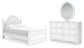 Kozlani Full Upholstered Panel Bed, Dresser and Mirror