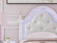 Kozlani Twin Upholstered Panel Bed, Dresser and Mirror