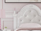 Kozlani Twin Upholstered Panel Bed, Dresser and Mirror