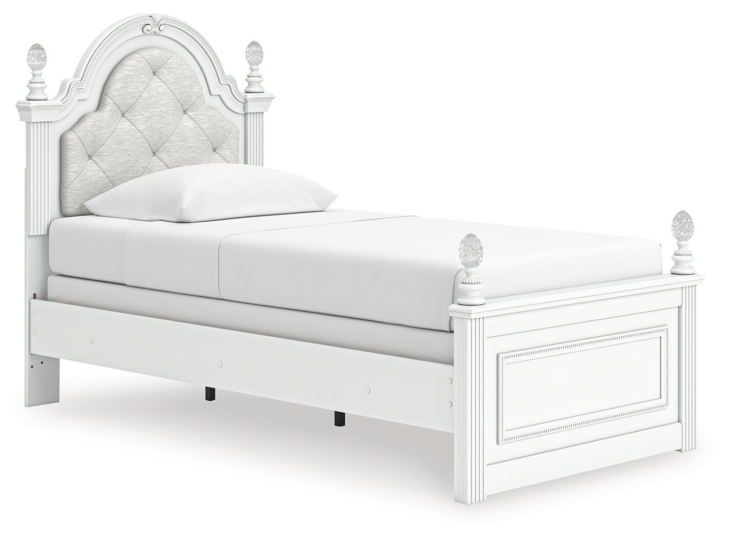 Kozlani Twin Upholstered Panel Bed, Dresser, Mirror and Nightstand
