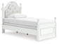 Kozlani Twin Upholstered Panel Bed, Dresser, Mirror and Nightstand