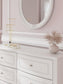 Kozlani Full Upholstered Panel Bed, Dresser, Mirror and Nightstand